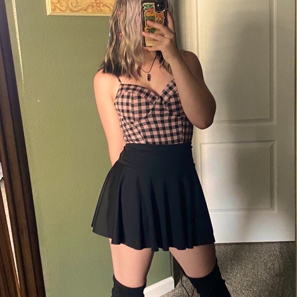 Pink/Black Padded Bra Checkered Bodysuit